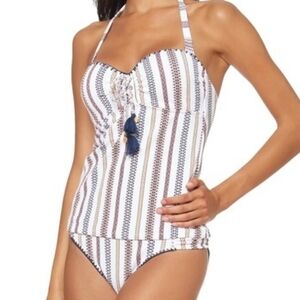 NWT JESSICA SIMPSON Striped Tankini Swimwear Set